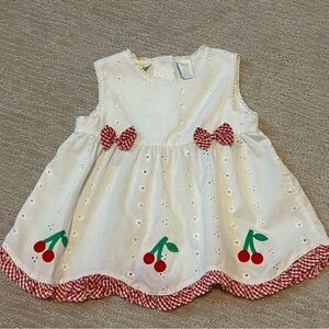 Vintage Girl Eyelet Cherry Gingham Dress